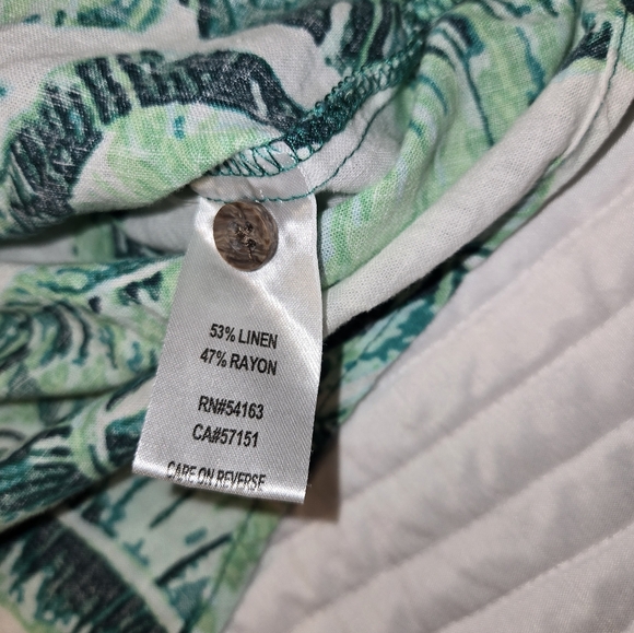 Margaritaville green Tropical Print Shirt Linen Blend Tie Front Women's Size XXL - Picture 7 of 9